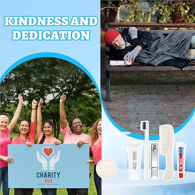 Panitay 100 Sets Disposable Travel Toiletry Kit Hotel Hygiene Kit Disposable Toothbrush Bulk Include Toothpaste Comb Soap for Travel Hotel Homeless Shelter Camping