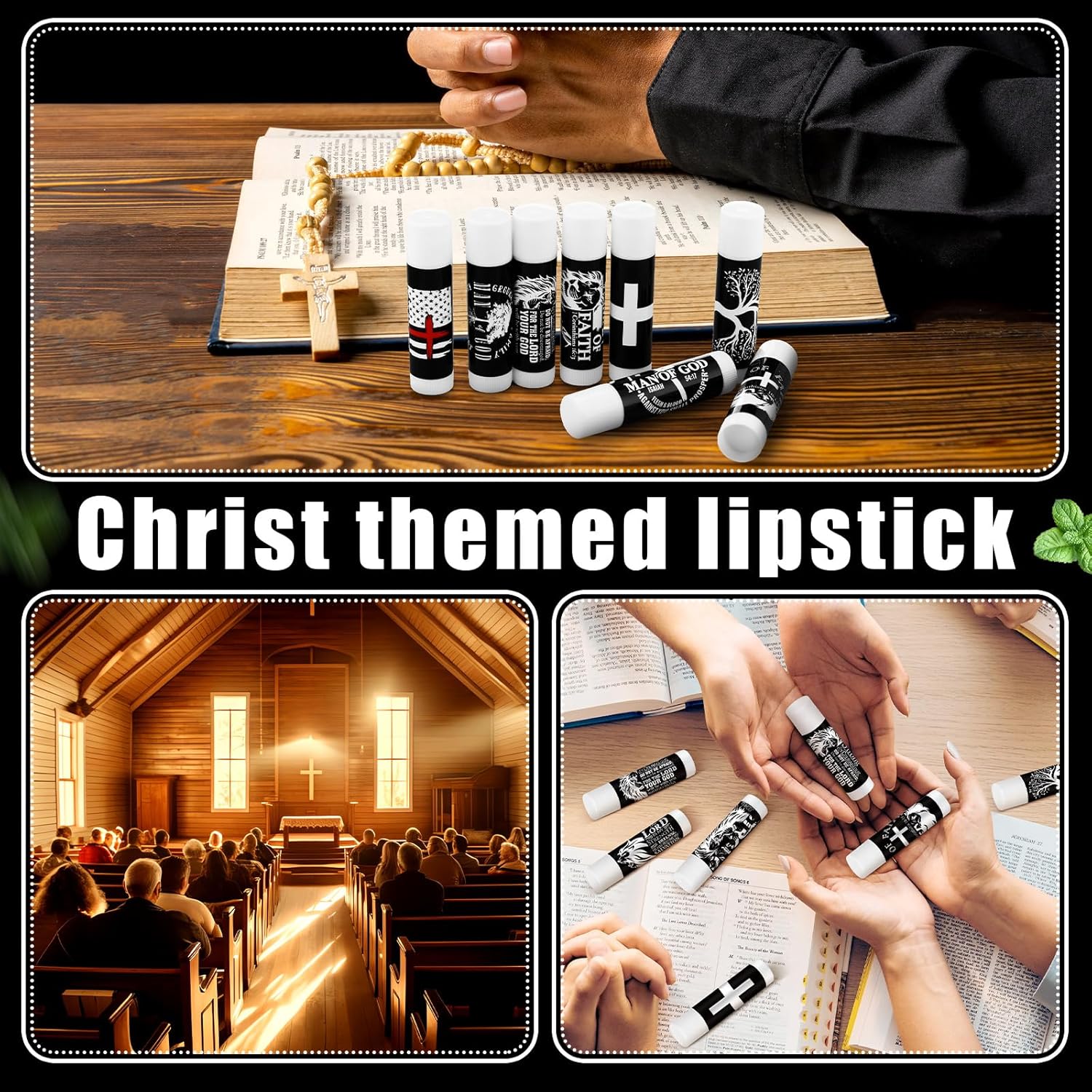 50 Pack Christmas Christian Religious Gifts Bulk Lip Balms for Men Church Party Favors Bible Verse Lip Balms with Scripture Gifts for Coworkers Staff Employee Christmas Stocking Stuffers