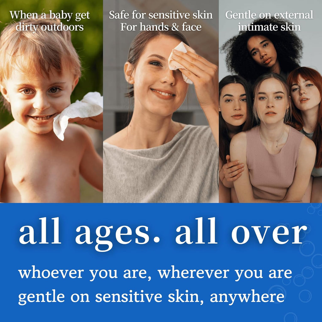 Individual Travel Wipes - 100% Water - Hand, Face & Body - Unscented Wet Wipes for Baby & Adult with Sensitive Skin - Mini Feminine Wipes for Women - Individually Wrapped, On the Go Essentials - 220ct