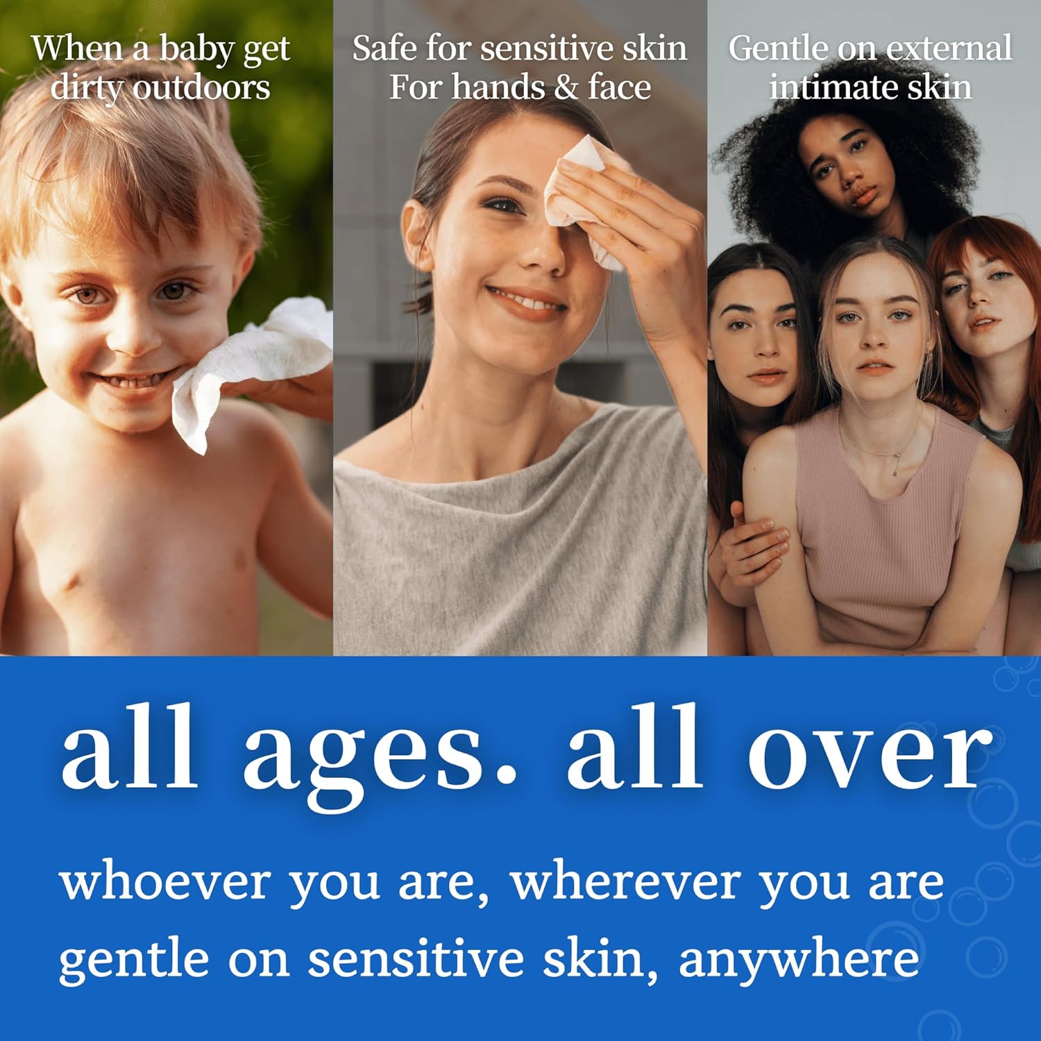 Individual Travel Wipes - 100% Water - Hand, Face & Body - Unscented Wet Wipes for Baby & Adult with Sensitive Skin - Mini Feminine Wipes for Women - Individually Wrapped, On the Go Essentials - 220ct