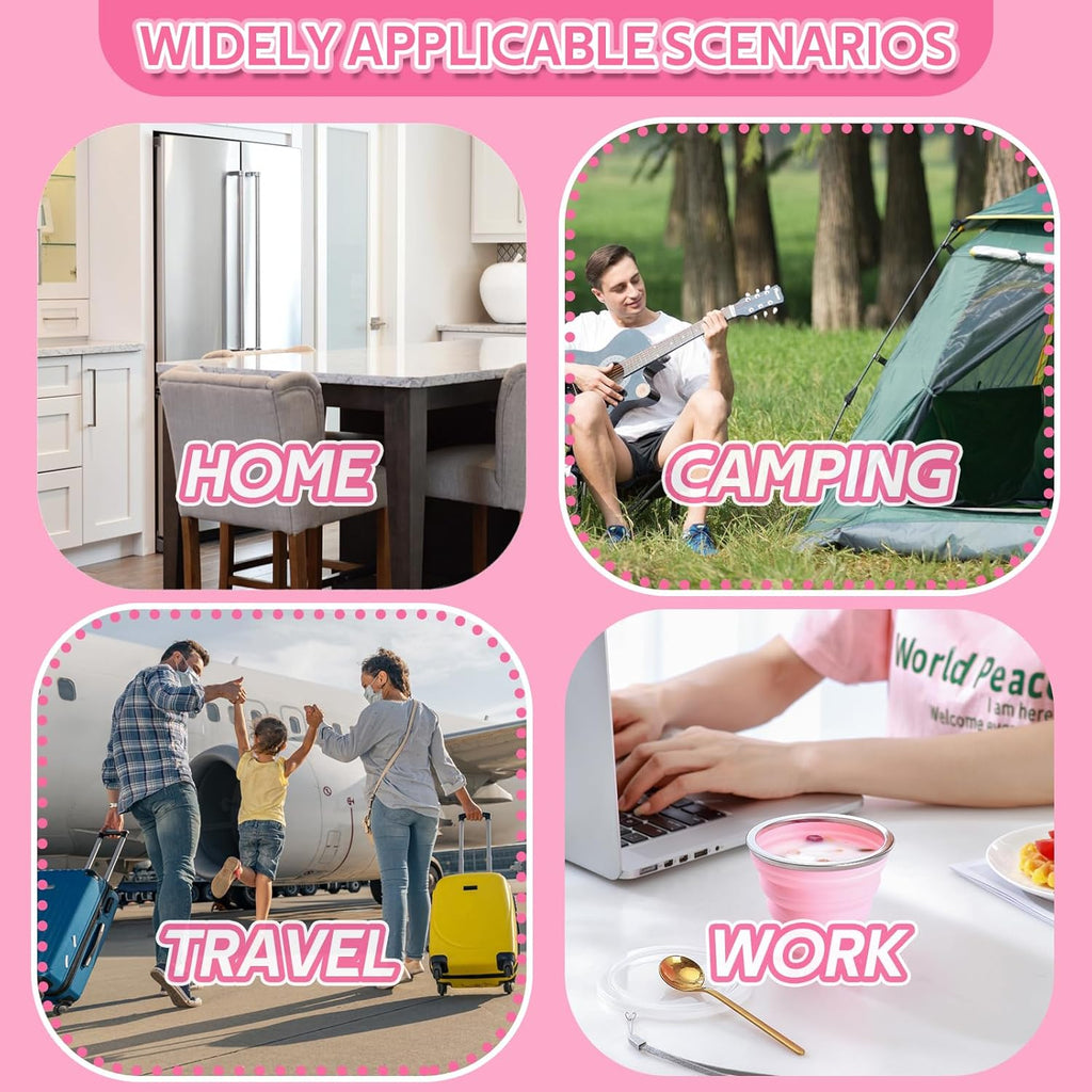 Toothbrush Travel Case, Travel Toothbrush Silicone Collapsible Toothbrush Cup, Travel Toothbrush Set Suitable for Business Camping Travel or Daily Use (Pink)