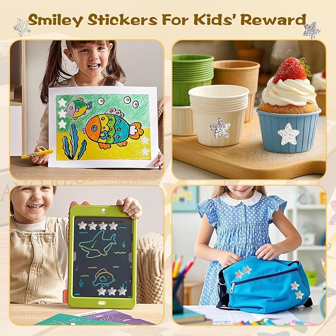 1000Pcs Star Stickers for Kids,1 inch Holographic Star Stickers for DIY, Crafts, Behavior Chart, Student Planner, School and Classroom Teacher Supplies (Silver)