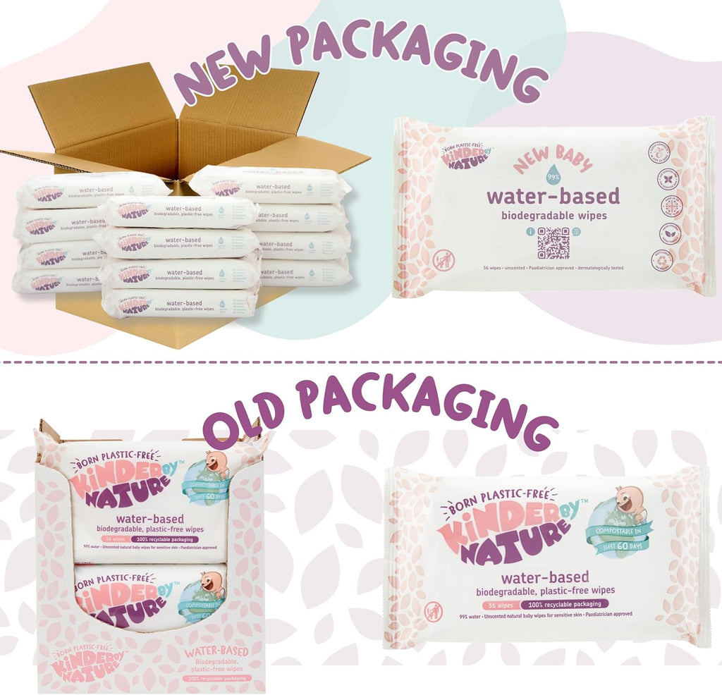 Jackson Reece Kinder by Nature Water-Based Baby Wipes - 56 Count (Case of 12 packs)