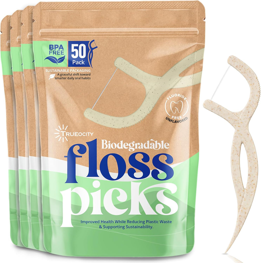 Biodegradable Floss Picks, Natural & Organic Floss Picks, Eco-Friendly Tooth Flossers, Perfect for Adults, Sustainable Oral Care, Fresh Breath, Eco-Conscious Solution (200 Units)