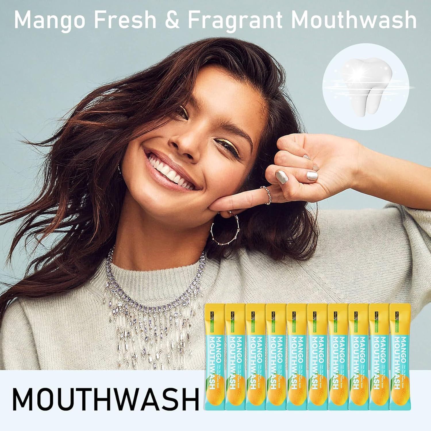 Mini Mouthwash Travel Size,Mango Flavor Portable Individual Travel Mouth Wash for Fresh Breath, Refreshing Long Lasting Gentle Oral Care Mouthwash Packs(Pack of 20)