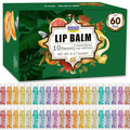 AZEN 60 Pack Natural Lip Balm, Moisturizing Lip Care Product for Dry Cracked Lips (C-60) - 10 Flavors