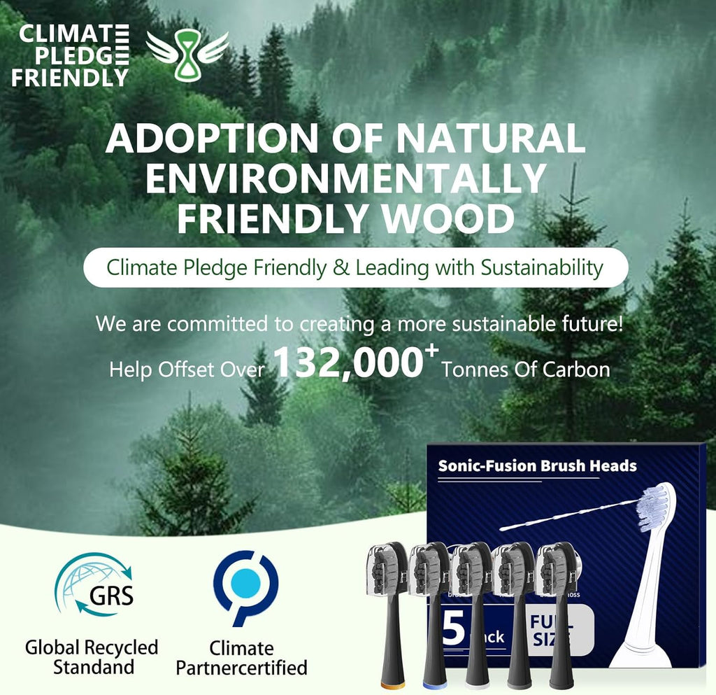 Replacement Heads for Water pik Sonic Fusion 2.0, Extra-Large Size Flossing Toothbrush Head fit for Water pik SF-01 SF-02 SF-03 SF-04 (Black, 5 Count)