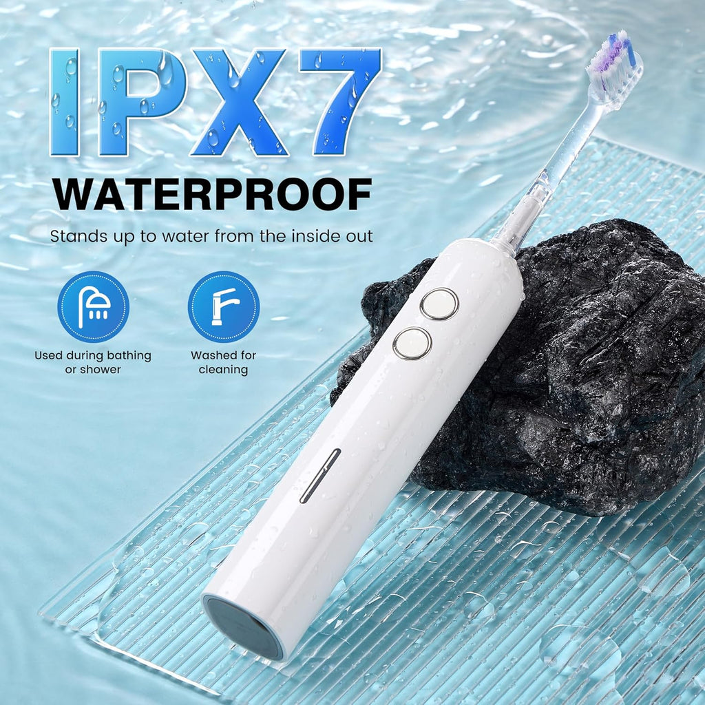 Electric Toothbrush for Adults Sonic Vibration Deep Mouth Cleaning Teeth Whitening Free 4 Toothbrush Heads Super Soft Bristles 3 Modes 90 Days Lifespan IPX7 Waterproof (Color Available)