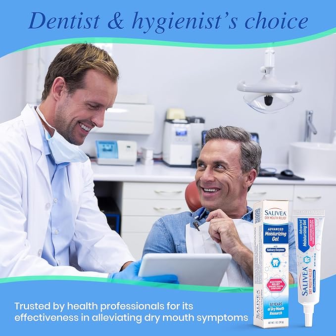 Salivea Dry Mouth Relief Gel Moisturizer, 1 oz Tube, Saliva Substitute Dry Mouth with Salivary Enzymes & Moisturizers, Formulated Without Alcohol, Non-Irritating, Soothing Formula for Oral Dryness