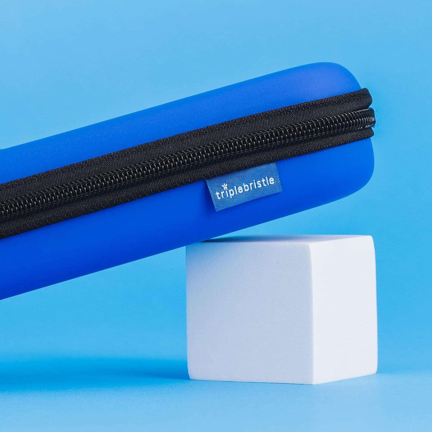 Triple Bristle Sonic Toothbrush Travel Case | Portable, Breathable & Hard Protection for Traveling, Camping, Office or Purse | Mesh Pocket for Accessories | BLUE