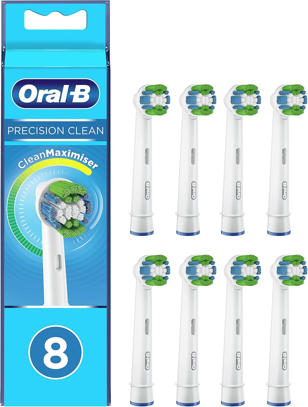 Oral-B Precision Clean Replacement Brush Heads, CleanMaximiser Bristles, Pack of 8
