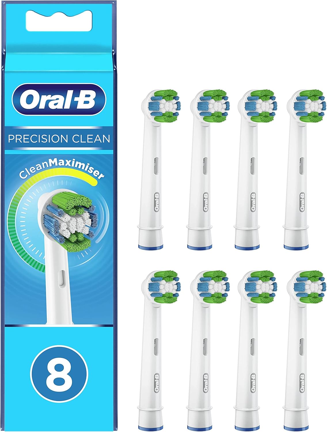 Oral-B Precision Clean Replacement Brush Heads, CleanMaximiser Bristles, Pack of 8