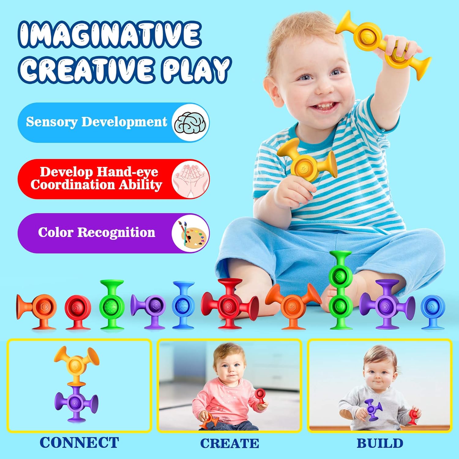 Toddler Stocking Stuffers for Kids - Suction Bath Toys Sensory Fidget Toys for Autism Fine Motor Skills Suction Cup Toys Bathtub Toys Window Airplane Travel Toys for Kids