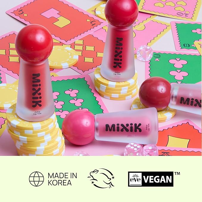 MIXIK Juicy Lip Tint, Hydrating Water-Based Lip Stain and Tint that feels light and fresh for Dewy and Radiant lips, Formulated with Blue Agave Extract for long lasting Moisturizing (Pink Guava)