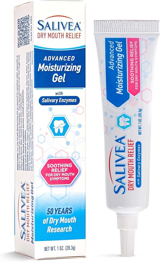 Salivea Dry Mouth Relief Gel Moisturizer, 1 oz Tube, Saliva Substitute Dry Mouth with Salivary Enzymes & Moisturizers, Formulated Without Alcohol, Non-Irritating, Soothing Formula for Oral Dryness