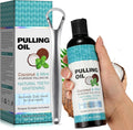 Coconut Oil Pulling with Peppermint Oil-Mouthwash for Oral Care-Helps with Fresh Breath, Organic Essential Oils Mouthwash with Tongue Scraper,Treatment for Gums-237ML