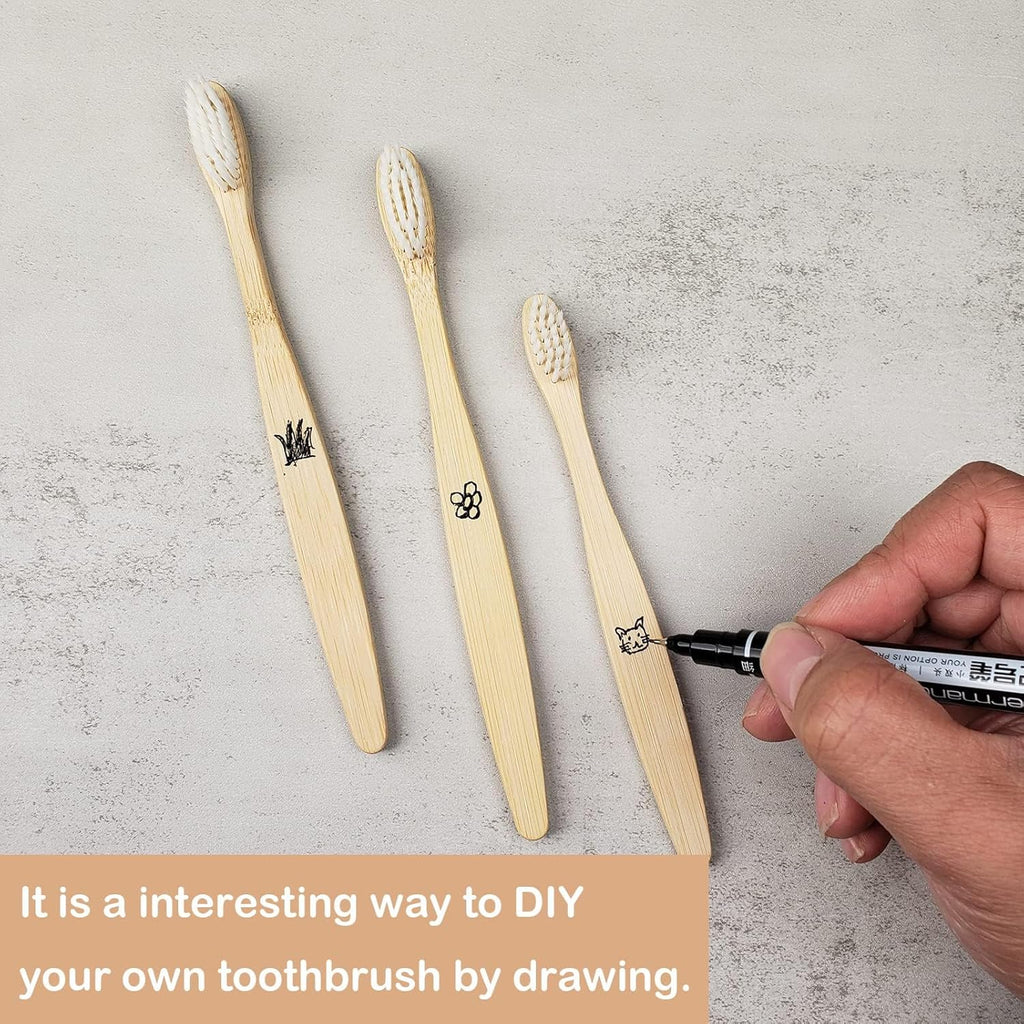 SEVENHEAD Bamboo Toothbrushes Adults & Kids Family Set 6+4 PCS Soft Bristles Wooden Toothbrushes, Natural Biodegradable BPA Free Eco Friendly Toothbrushes Colorful