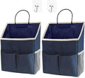 2pcs Wall Hanging Storage Bag,Wall Hanging Organizer Bags with Pockets, Wall Organizer Storage for Dormitory Bathroom Bedroom Kitchen(Navy Blue)