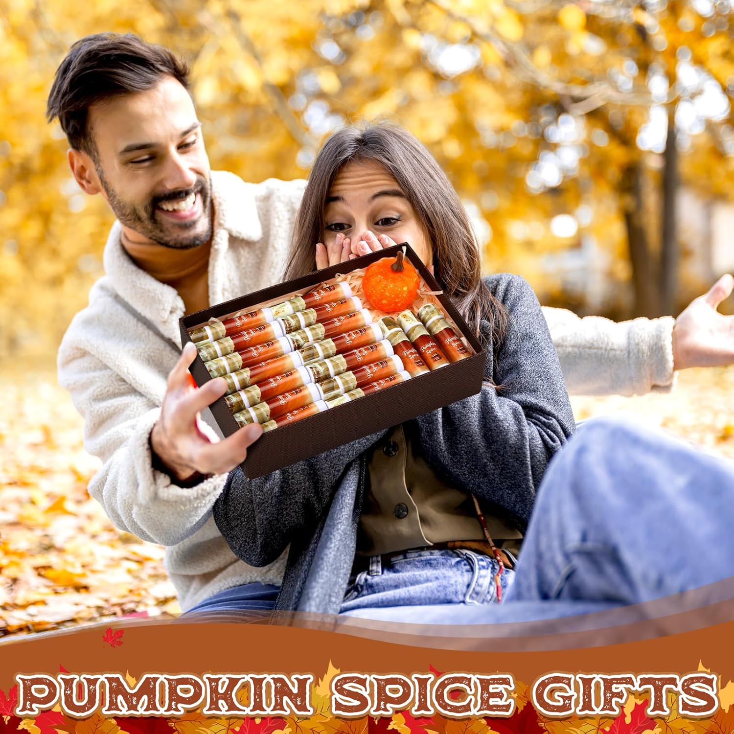 25 Pcs Pumpkin Spice Lip Balm Bulk Fall Thanksgiving Party Favor Basket Stuffers Small Thank You Appreciation Gifts Advent Beauty Calendar for Adult Women Men Employee Coworker Staff Teacher Customer