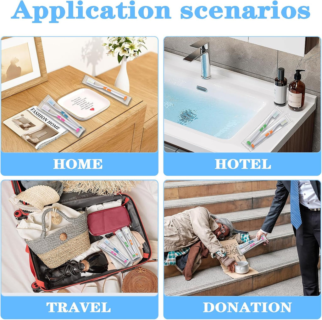 100 Pack Kids Toothbrush Soft Bristles Toddler Cute Toothbrush Bulk with Suction Cup, Includes Travel Covers, Individually Wrapped Toothbrushes for Kid Home School Daycare Camp (Penguin)