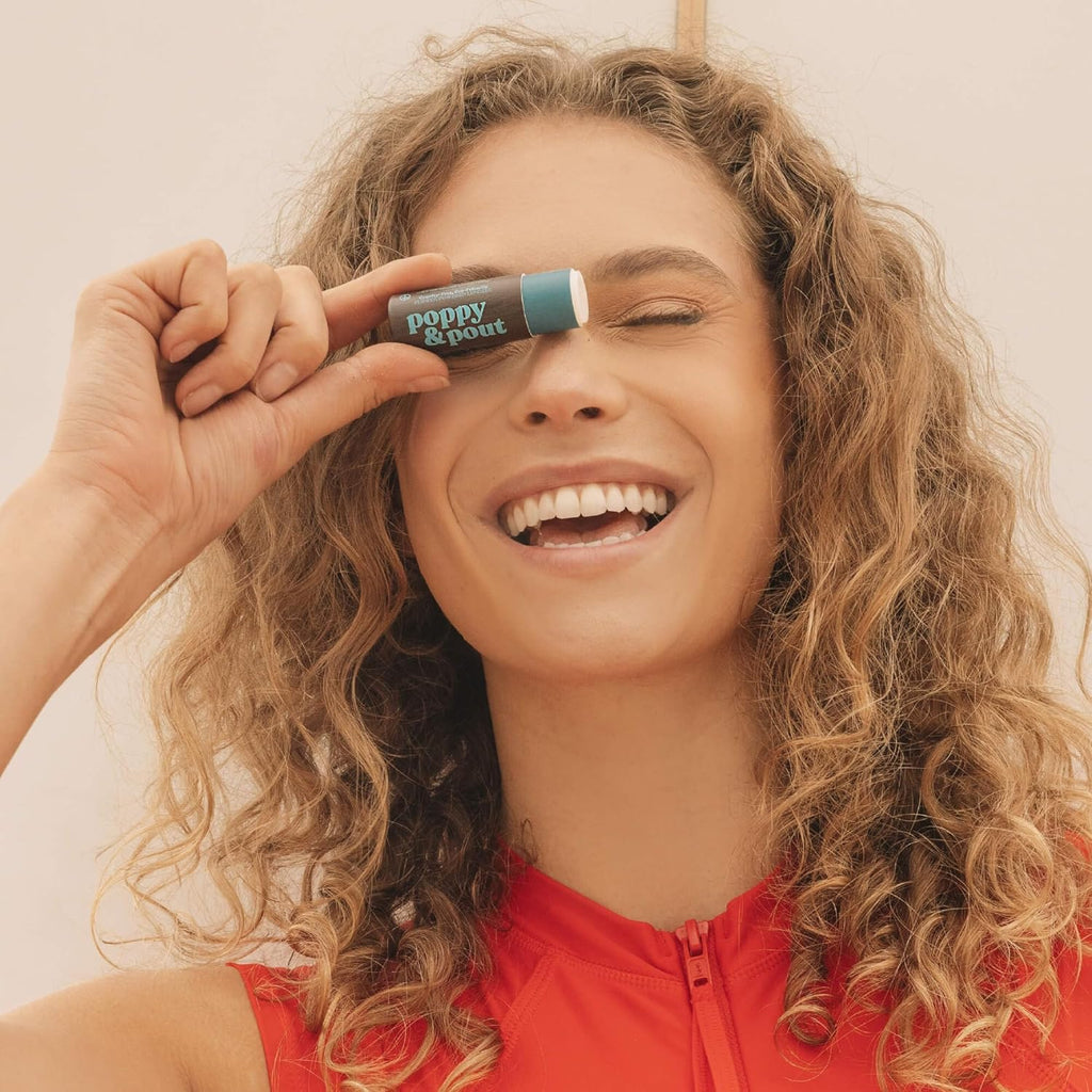 Poppy & Pout Coastal Coconut Jumbo Lip Balm | All Natural Lip Balms & Moisturizers | Hydrates with Beeswax, Vitamin E, Organic Coconut Oil | Cruelty-Free | Lip Balm in Recyclable Cardboard Tube