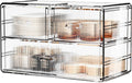 ZHIAI Stackable Storage Drawers, Acrylic Bathroom Counter Organizer Clear Makeup Organizers for Vanity, Kitchen Cabinets, Bathroom, Undersink, Home Organization and Storage (3 Drawers, Pattern A)