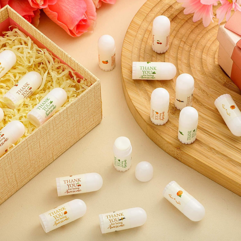 50 Pcs Thank You Gifts Mini Lip Balm Pack Moisturizer Assorted Flavors Dry Lip Care Products for Teacher Baby Shower Coworkers Friend