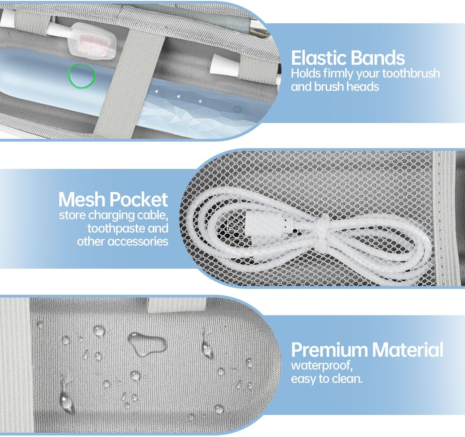 Toothbrush Travel Case for Oral B/Oral-B Pro 1000 1500 5000 7000 7500 6000 9600 for Phlips 4100 5100 Electric Toothbrush Carrying Bag, Portable Hard Protective Storage Bag with Mesh Pocket