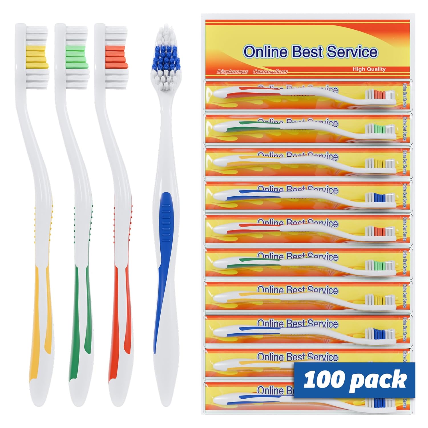 100 Pack Toothbrush Standard Classic Medium Soft Toothbrush Bulk Individually Wrapped