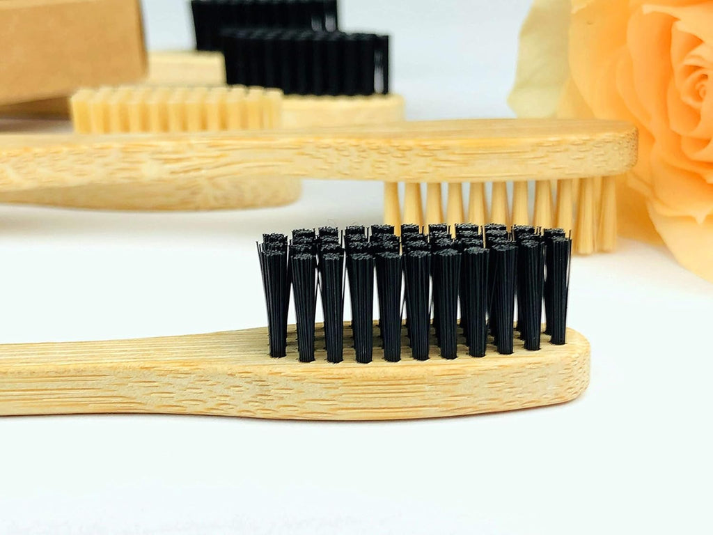 Bamboo Toothbrush Medium Bristle, 10Pcs Biodegradable Bulk Wooden Toothbrushes
