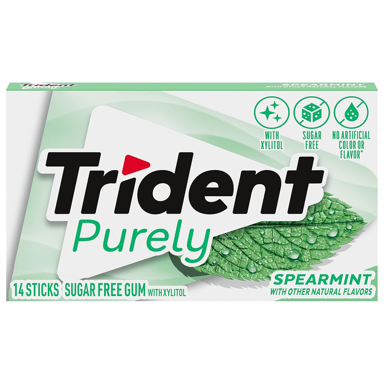 Trident Purely Spearmint Sugar-Free Chewing Gum, 12 Packs of 14 Pieces (168 Total Pieces)