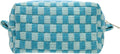 PAZIMIIK Checkered Makeup Bag for Purse Portable Zipper Make Up Pouch Small Cosmetic Case for Travel Accessories Lake Blue
