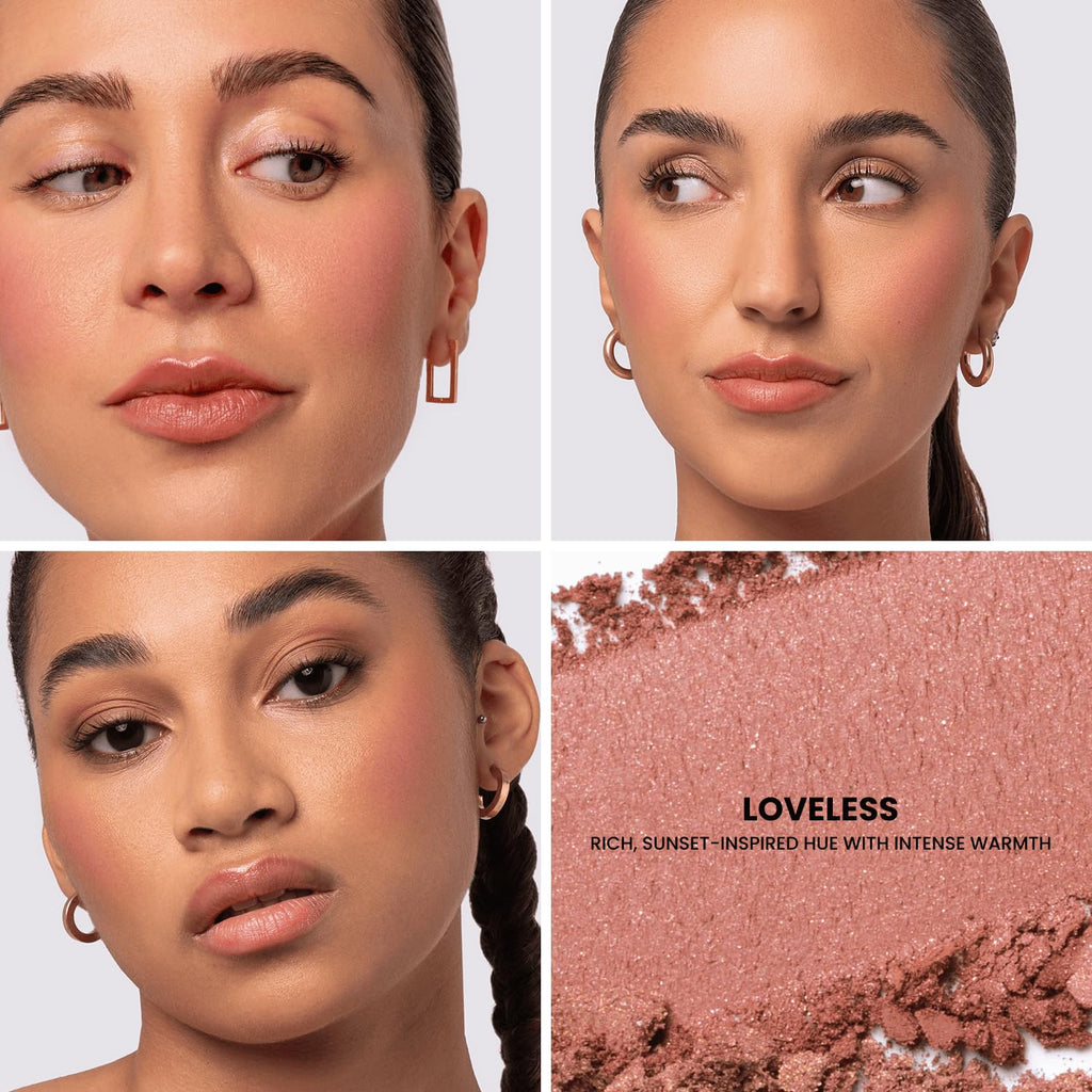 Phase Zero Makeup Powder Blusher - "Loveless" - 4g / 0.141 oz - Full Coverage, Natural Blush - Soft, Buildable Pink, Coral, Peach & Golden Hues - Matte & Shimmering Shades Gives Cheeks a Radiant Glow