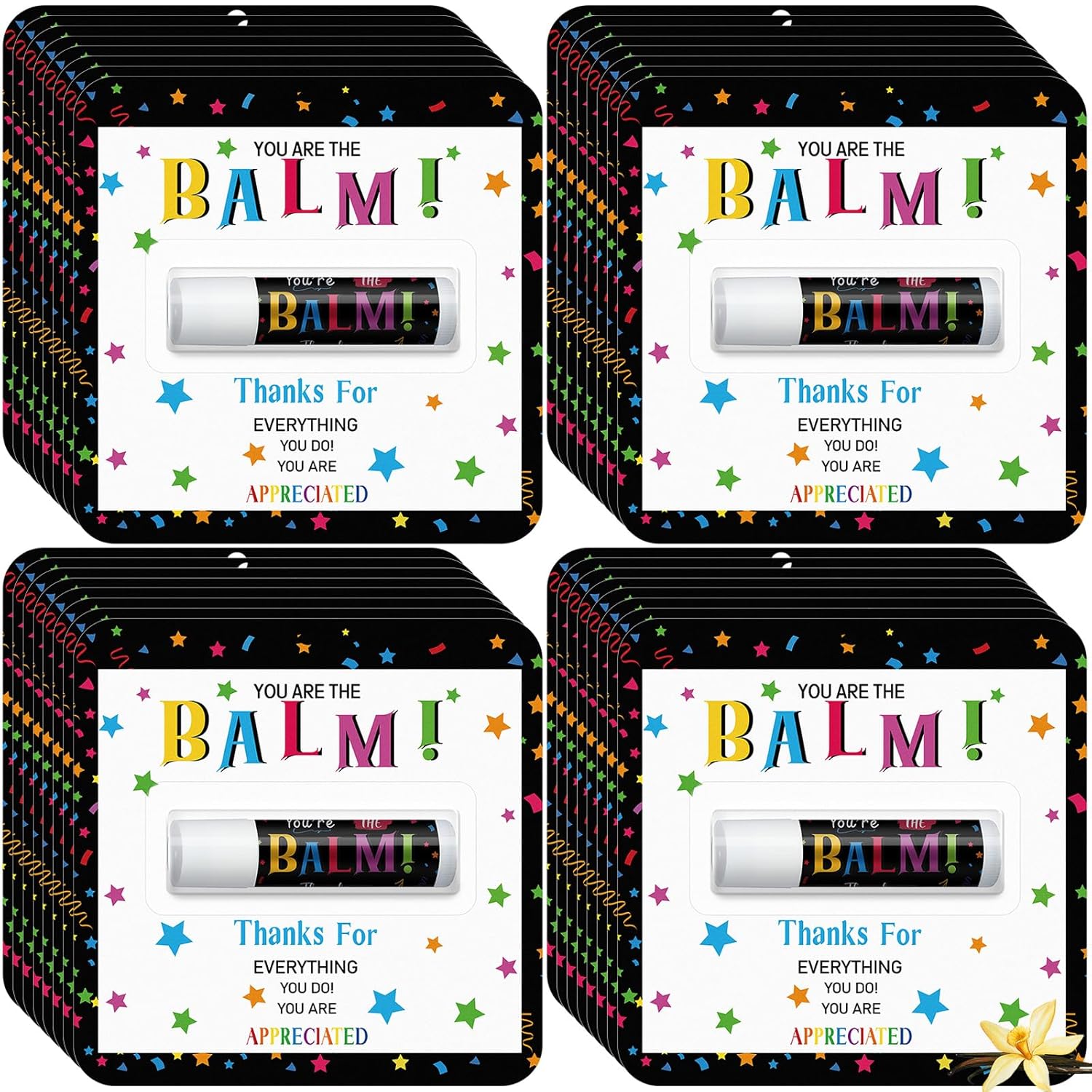 90 Pack Christmas Employee Appreciation Gifts Bulk Lip Balm Teacher Staff Team Xmas Thank You Gift You're the Balm Thanksgiving Party Favors Christmas Stocking Stuffers for Women Men Volunteer