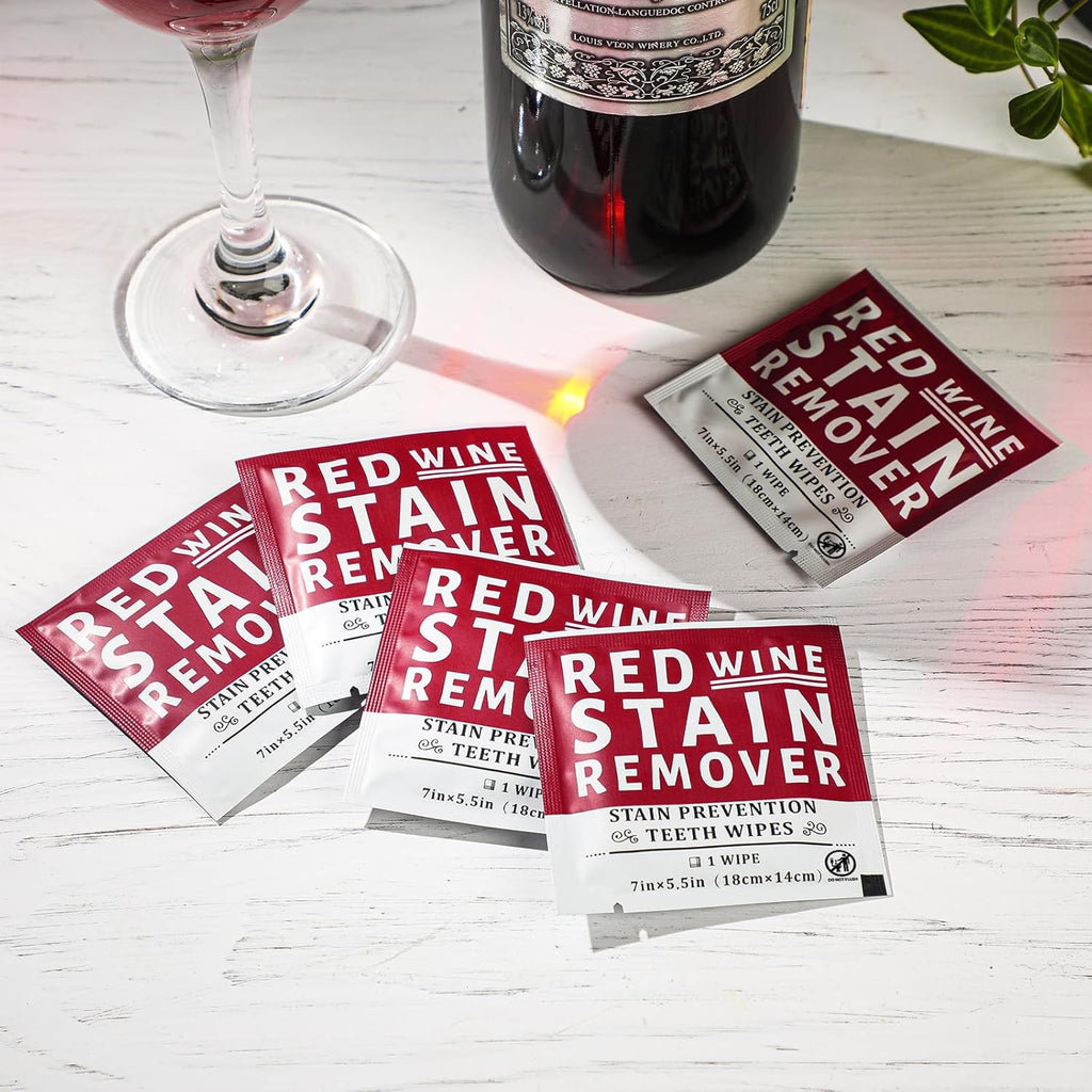 Loopeer 50 Pack Red Wine Stain Remover Wipes for Teeth and Lips Wine Prevention Teeth Wipes