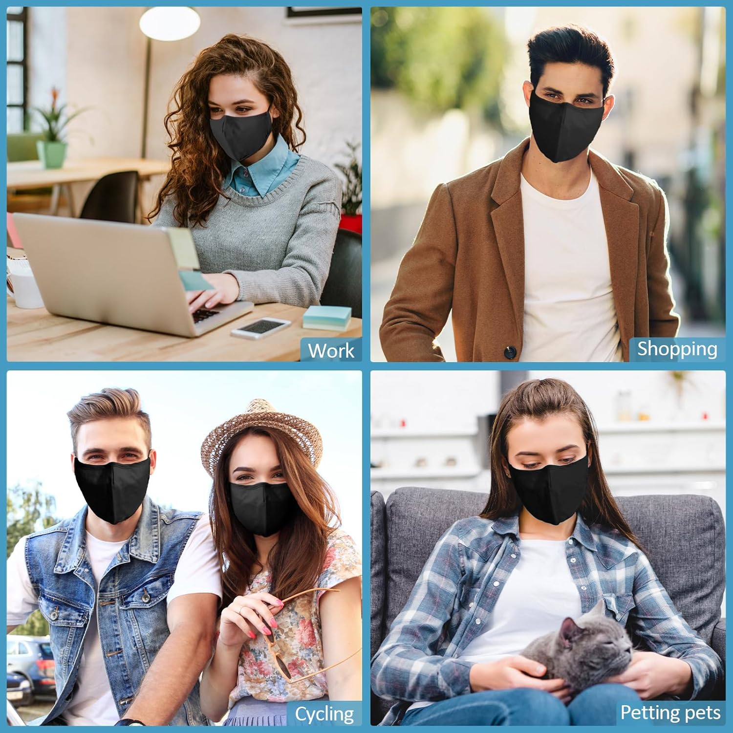 18 Pack Reusable Cloth Face Masks Washable Cotton Face Mask Adjustable Breathable Fabric Mask