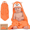 KeaBabies Hooded Baby Towel for Newborn - Viscose Derived from Bamboo Large Baby Bath Towels with Hood for Boys, Girls, Toddler, Extra Absorbent & Soft Newborn Bath Essentials (Fox, Petite)