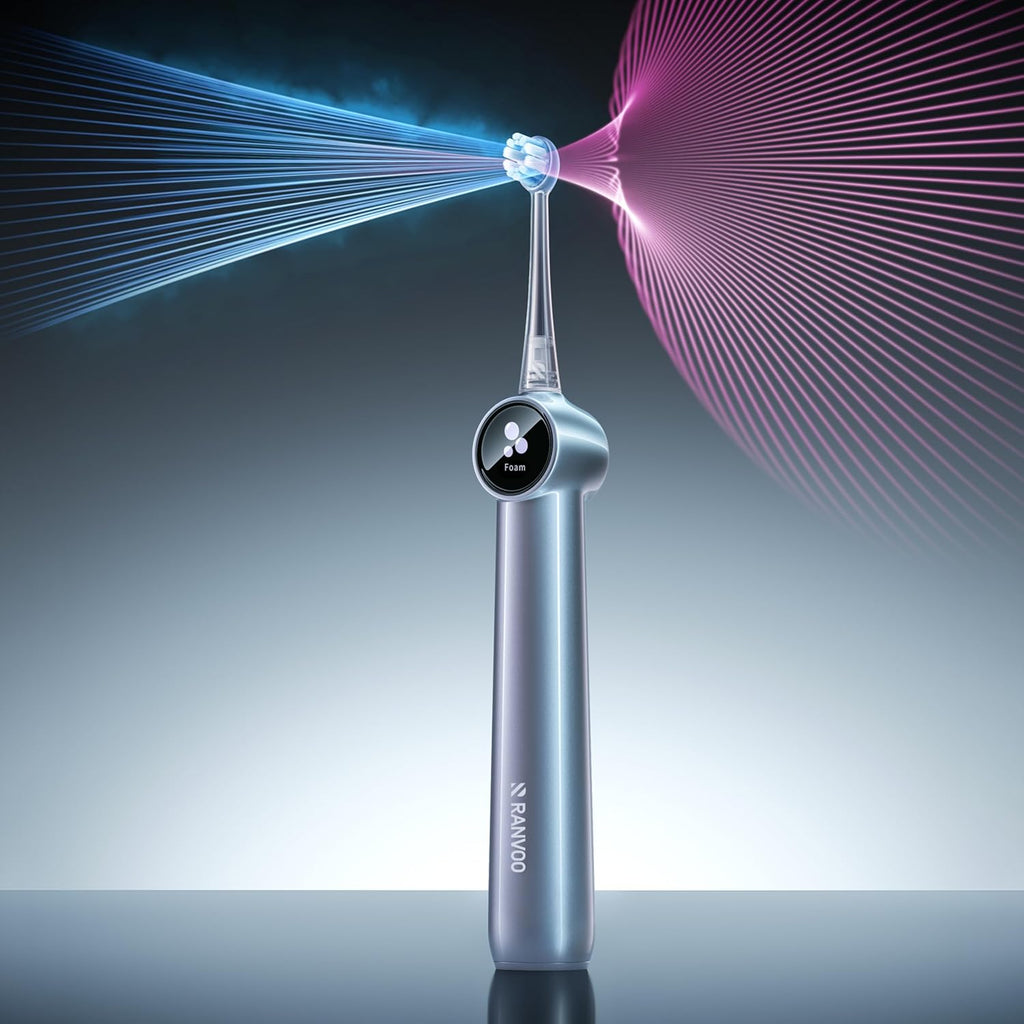 RANVOO AirJet II [Upgraded Jet Clean] Sonic Electric Toothbrush, 100% Plaque Removal, White for Adult Protect Gum Orthodontic Teeth Clean Rechargeable Gift with 3 Pro Brush Heads, Light Blue