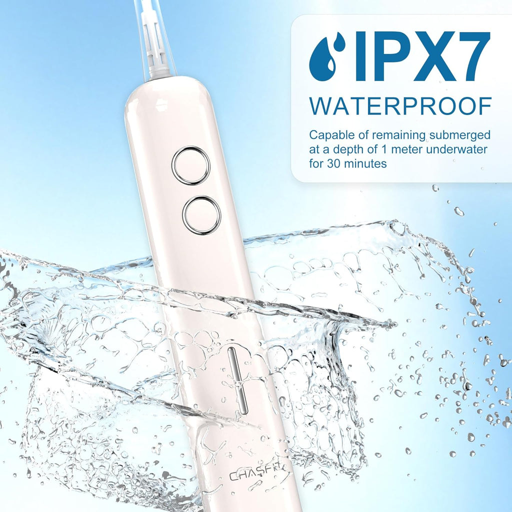 Electric Toothbrush Wave Oscillation & Vibration Sonic Tooth Brush for Adults BASS-Brushing Technique Travel Rechargeable Toothbrushes 4 Soft Bristle Replace Heads IPX7 Gifts for Men Women White