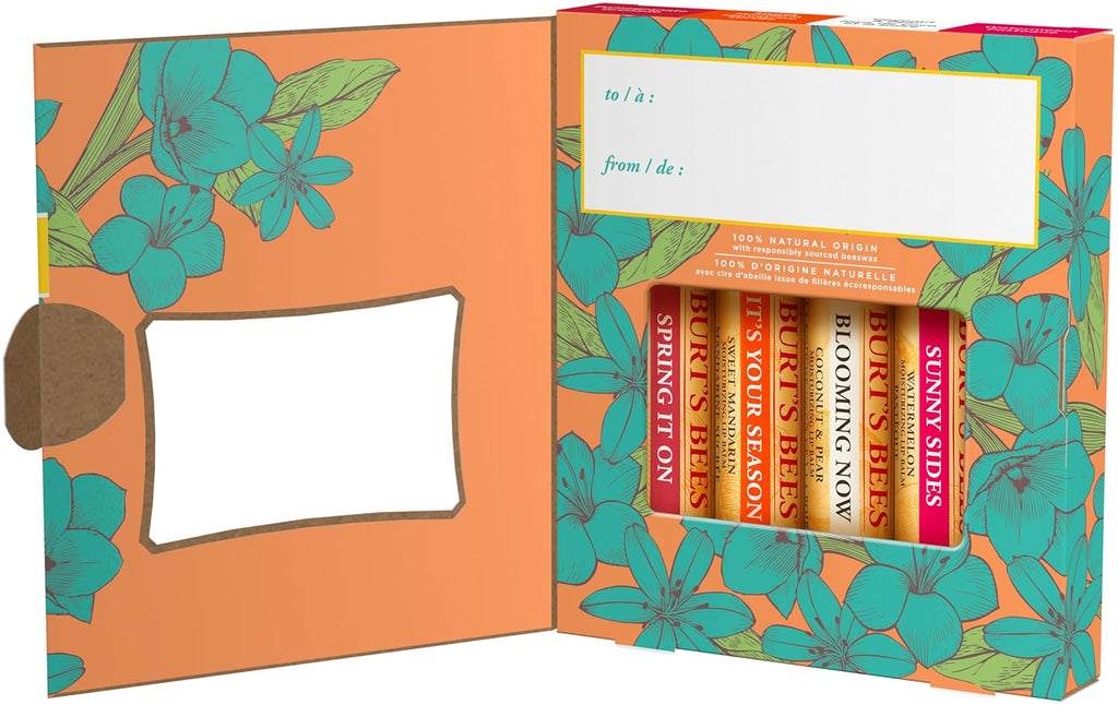 Burt's Bees Gifts Ideas - Just Picked Lip Balm Set, Pomegranate, Watermelon, Sweet Mandarin, Coconut & Pear, Natural Origin Lip Treatment, 4 Tubes, 0.15 oz.