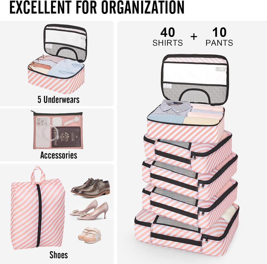 Veken 10 Set Packing Cubes for Travel Essential, Suitcase Organizer Bags in 4 Sizes, Carry-On Luggage Accessories with Large Laundry & Hanging Toiletry Bag, Must-Have for Airplane, Road Trip & Camping