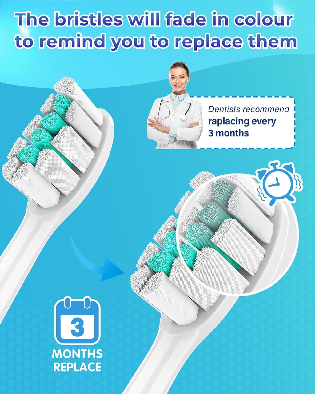 Replacement Toothbrush Heads Compatible with Philips Sonicare：5 Pack Soft Replacement Electric Brush Head Compatible with Phillips Sonicare Snap-on System