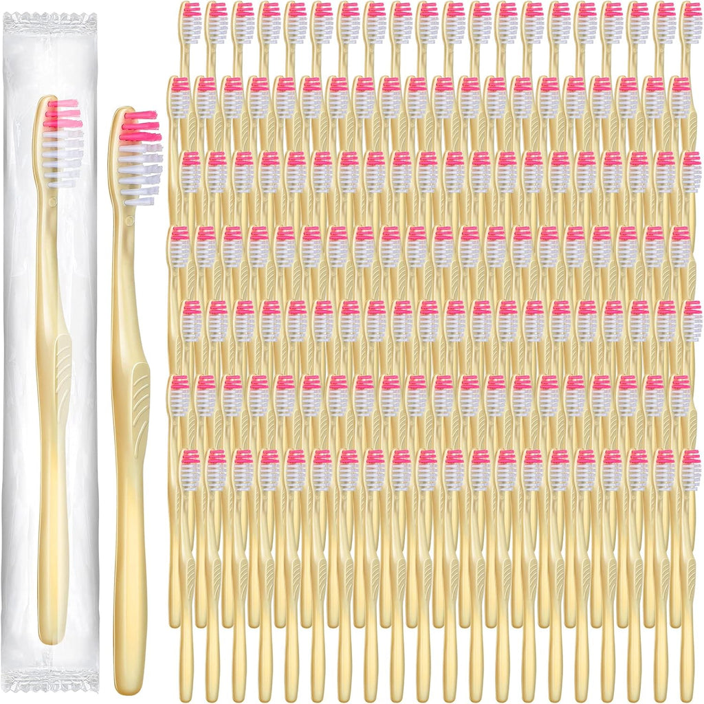 Tessco 1000 Pcs Disposable Toothbrushes Bulk Individually Wrapped Manual Soft Bristle Travel Toothbrushes Single Use Toothbrush for Homeless Hotel Toiletries Camping Office(Yellow)