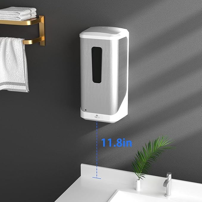 Automatic Hand Sanitizer Dispenser, Jewaytec 1000ML Wall Mounted Stainless Soap Dispenser Touchless Auto Liquid Dispenser for Office, Home, Restaurant
