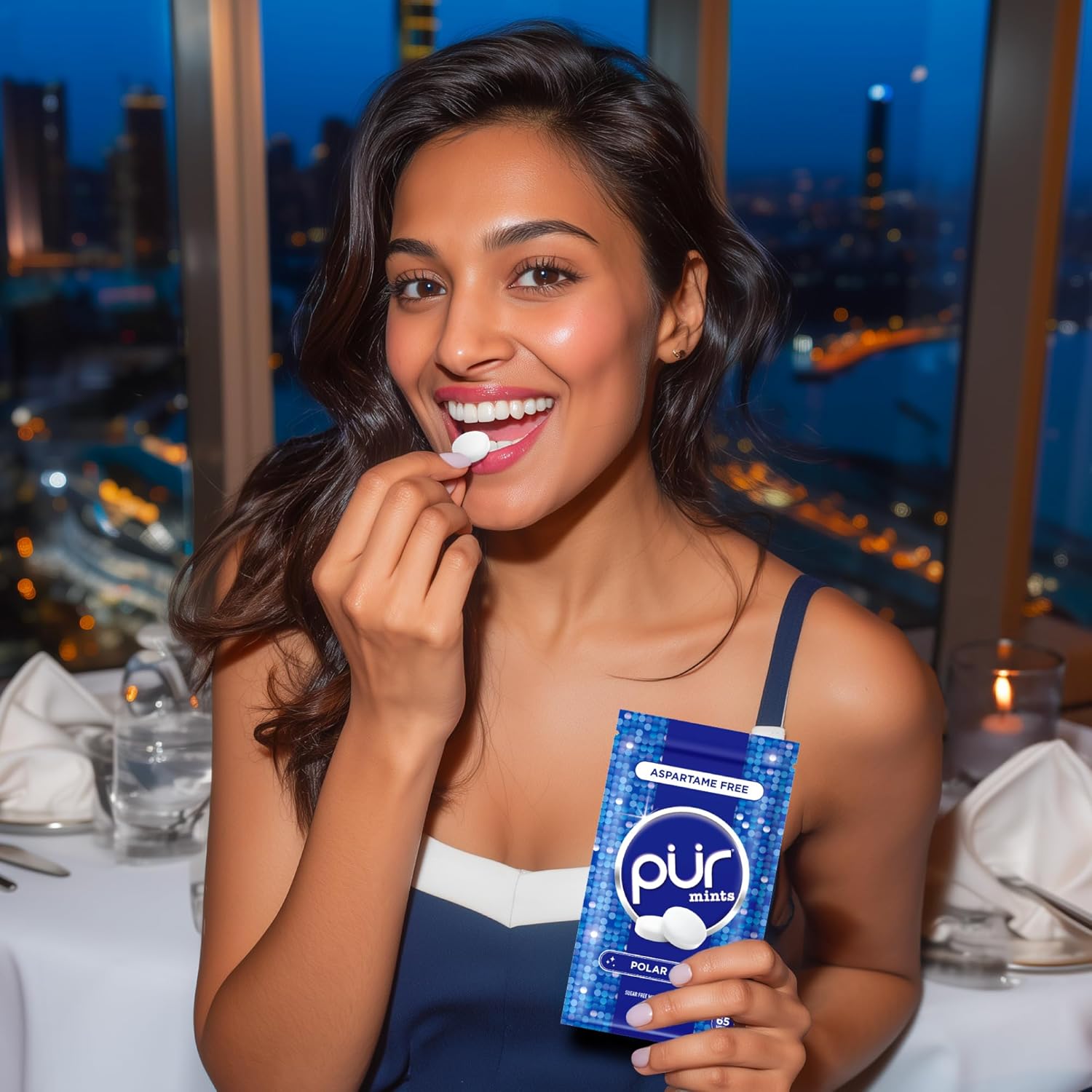 PUR Mints | Aspartame Free Breath Mints | Made with Xylitol | Sugar Free, Vegan, Gluten Free | Natural Polar Mint Flavor | 65 Pieces in Re-Sealable pouch (Pack of 1)