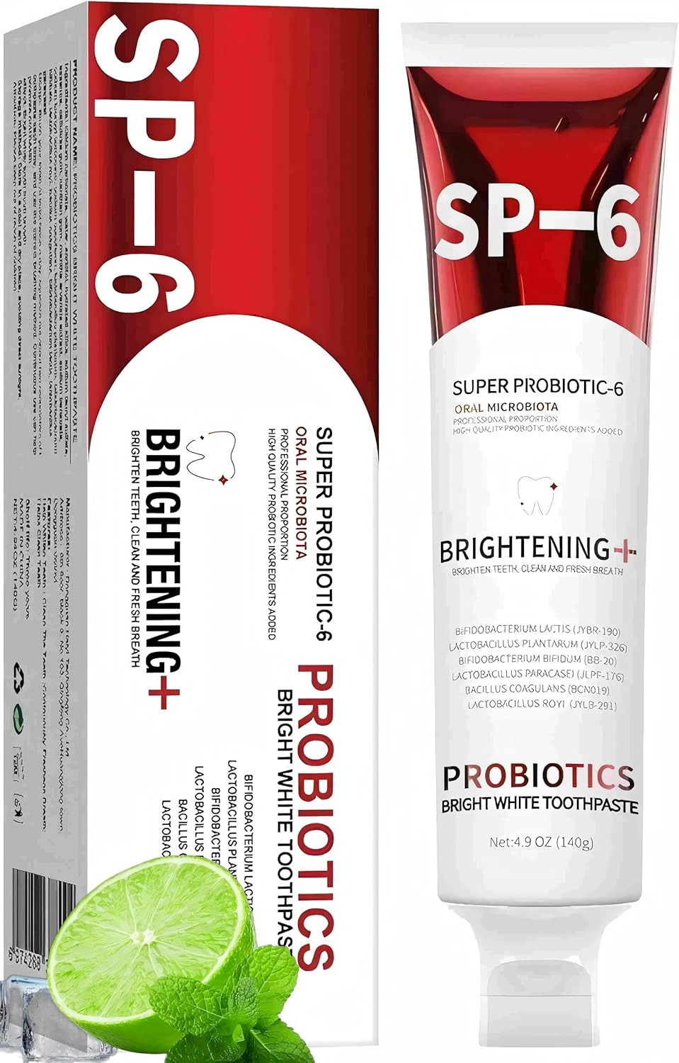 Sp-6 Probiotics Whitening Toothpaste, Sp-6 Ultra Whitening Toothpaste, Enhanced Formula with Enamel-Safe, Fluoride-Free, Fresh Breath Mint Flavor for Oral Health (1)