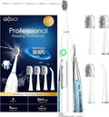Electric Toothbrush with Water Flosser, 3 Sonic Modes, 5 Flossing Speeds with 3 Brushes + 1 Nozzle, Portable Flossing Toothbrush Combo for Adults Teeth Cleaning Kit for Plaque Removal,White