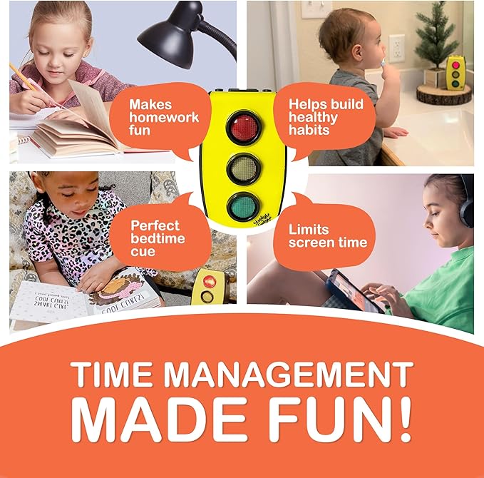 Timer - Red Yellow Green Traffic Light Timer for Kids, Bedtime Stoplight Alarm for Classroom, Sleep & Potty Training for Toddlers, Teeth Brushing, Shower Time, Travel Friendly