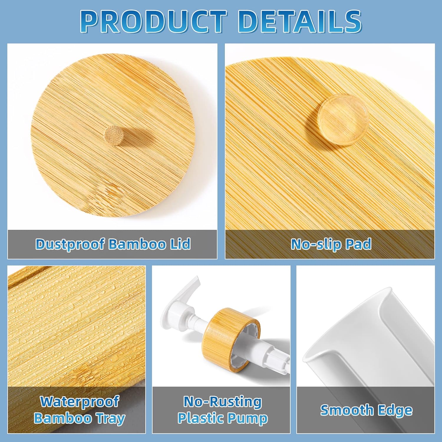 VITVITI Mouthwash Dispenser for Bathroom, Mouth Wash Pump Bottle with Paper Cup Holder, 17Oz Refillable White Mouthwash Container with Bamboo Lid/Tray/Label