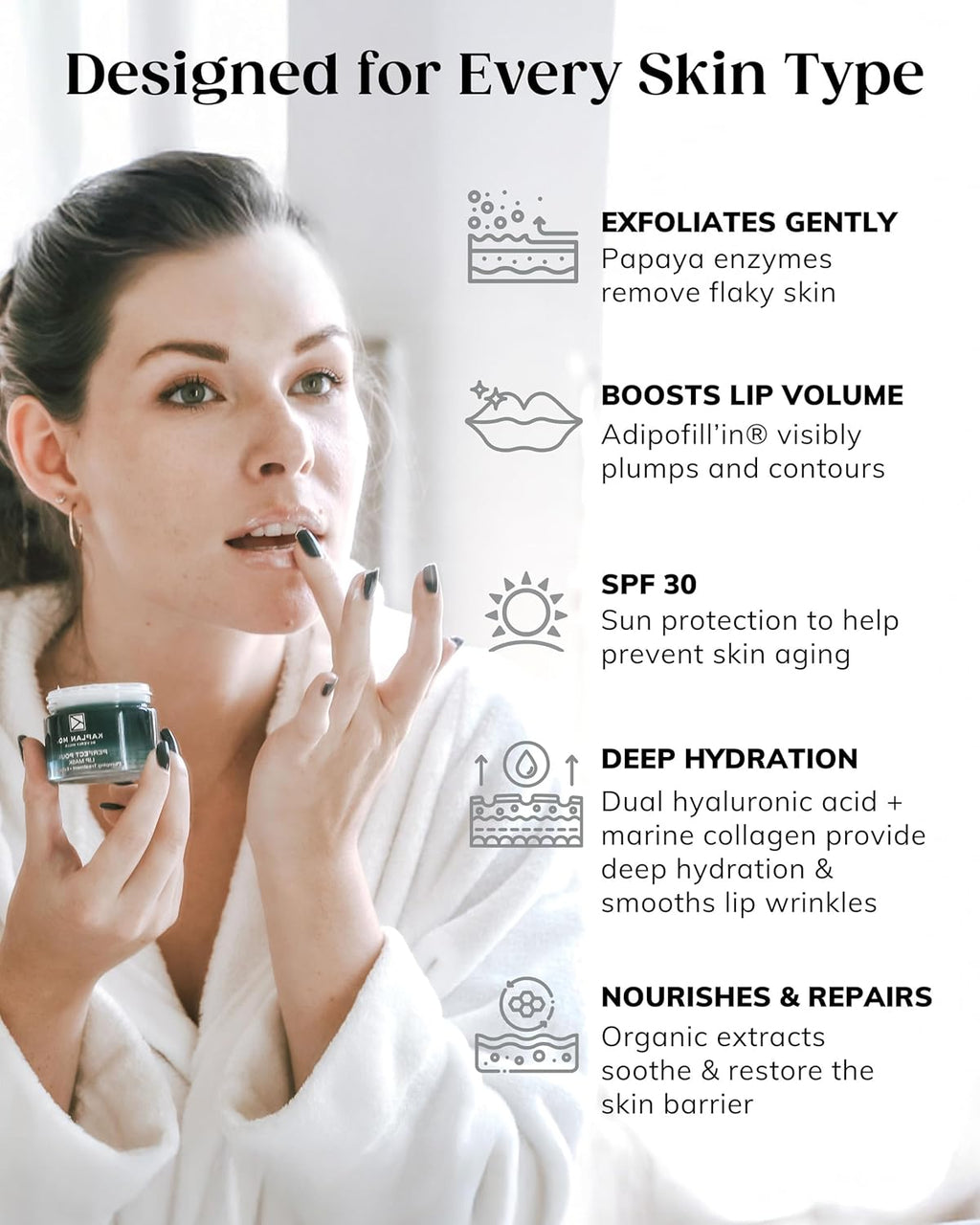 KAPLAN MD Perfect Pout Lip Mask & SPF 30 Lip Balm Duo – Hydrating Treatment with Hyaluronic Acid – Lip Mask (1 oz) + Pink Peony Balm (0.35 oz)